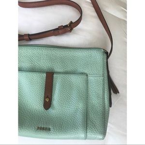 Teal Fossil crossbody purse